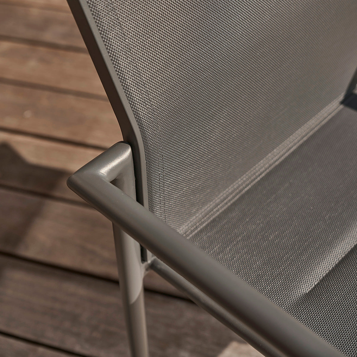 LAGON - Fauteuil en aluminium et textilène gris (lot de 2)