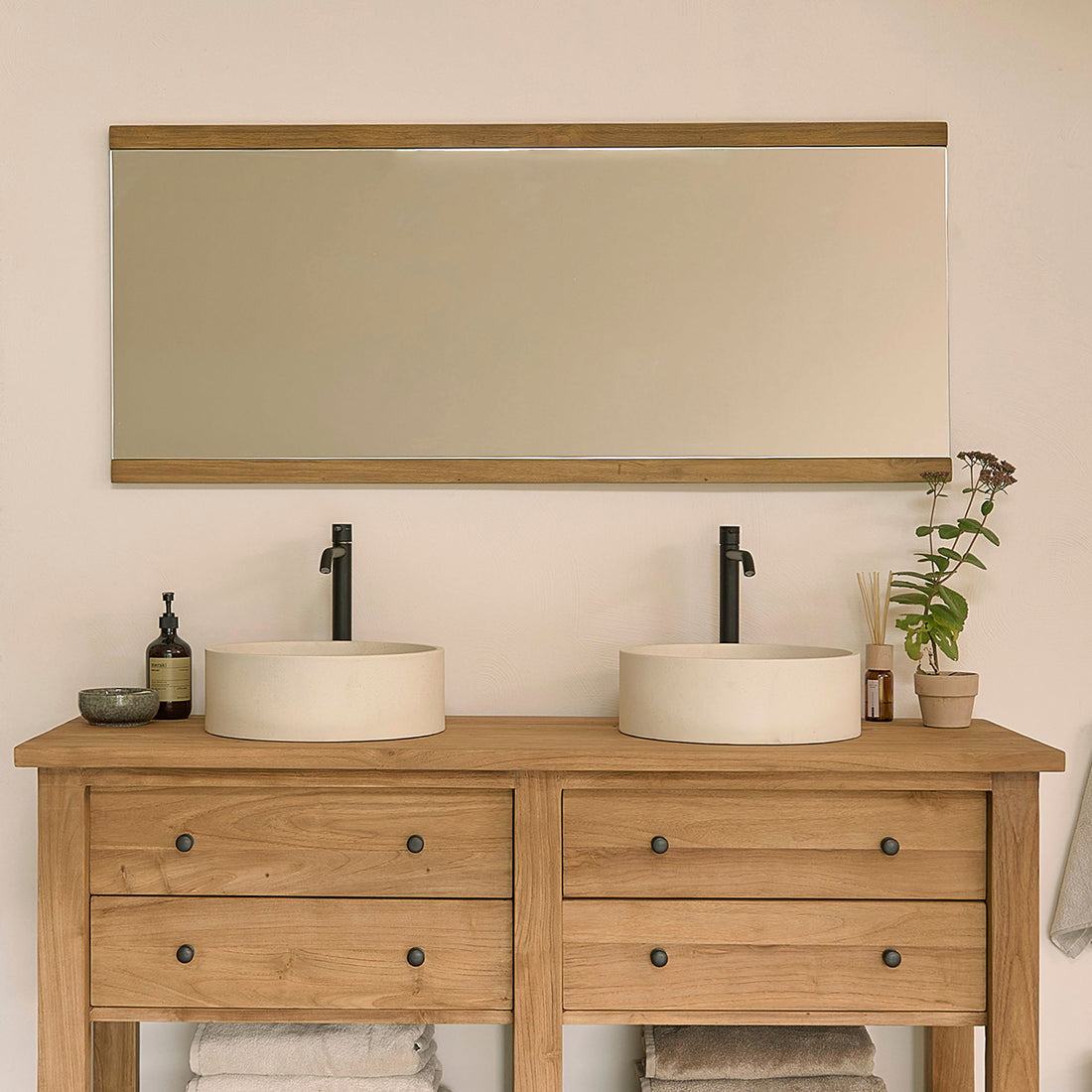 NAHELE - Miroir en teck massif recyclé 140x60 cm