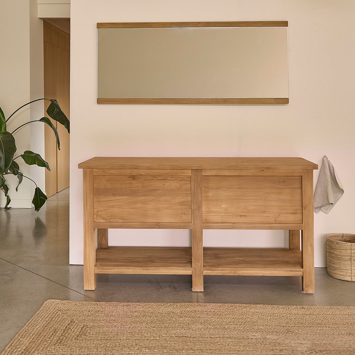 NAHELE - Meuble de salle de bain en teck massif 150 cm