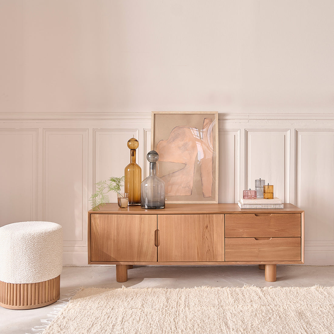 GUSTAVE - Meuble TV en teck massif 150 cm