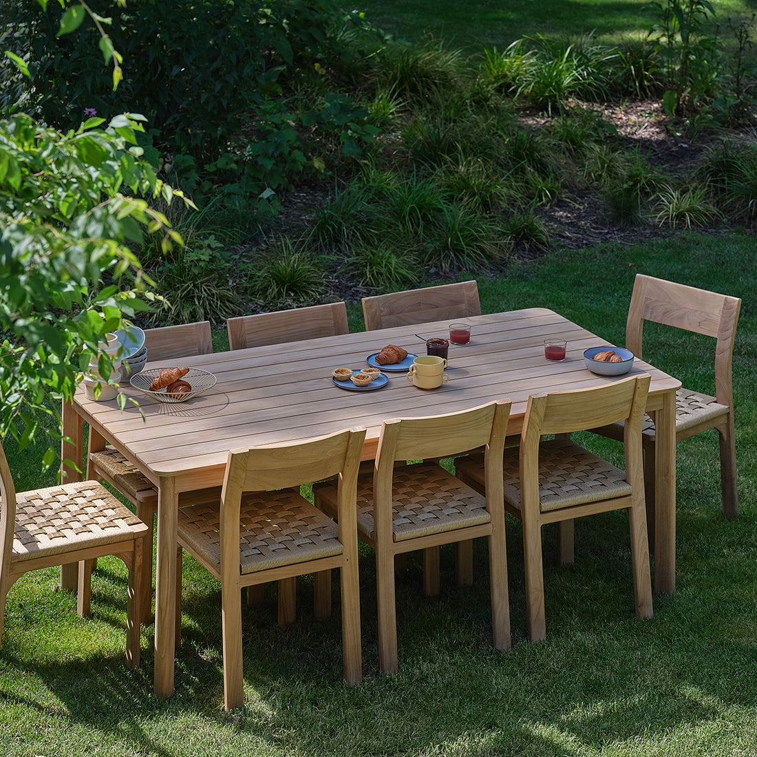 PIANA - Salon de jardin en teck massif et rotin 8 pers.