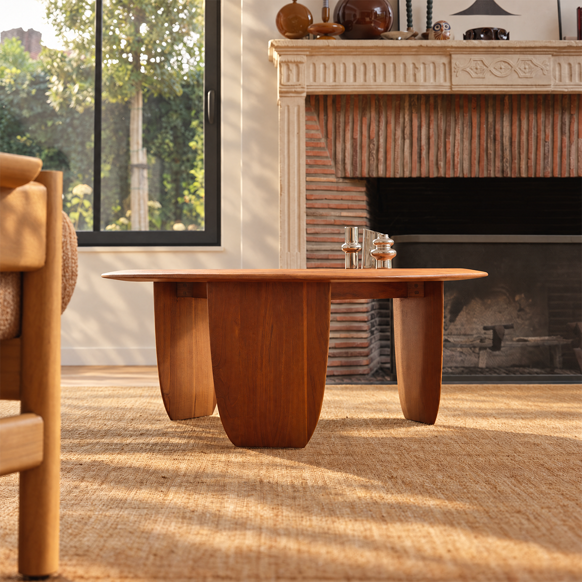 JEANNE - Table basse ronde en teck massif Ø 85 cm