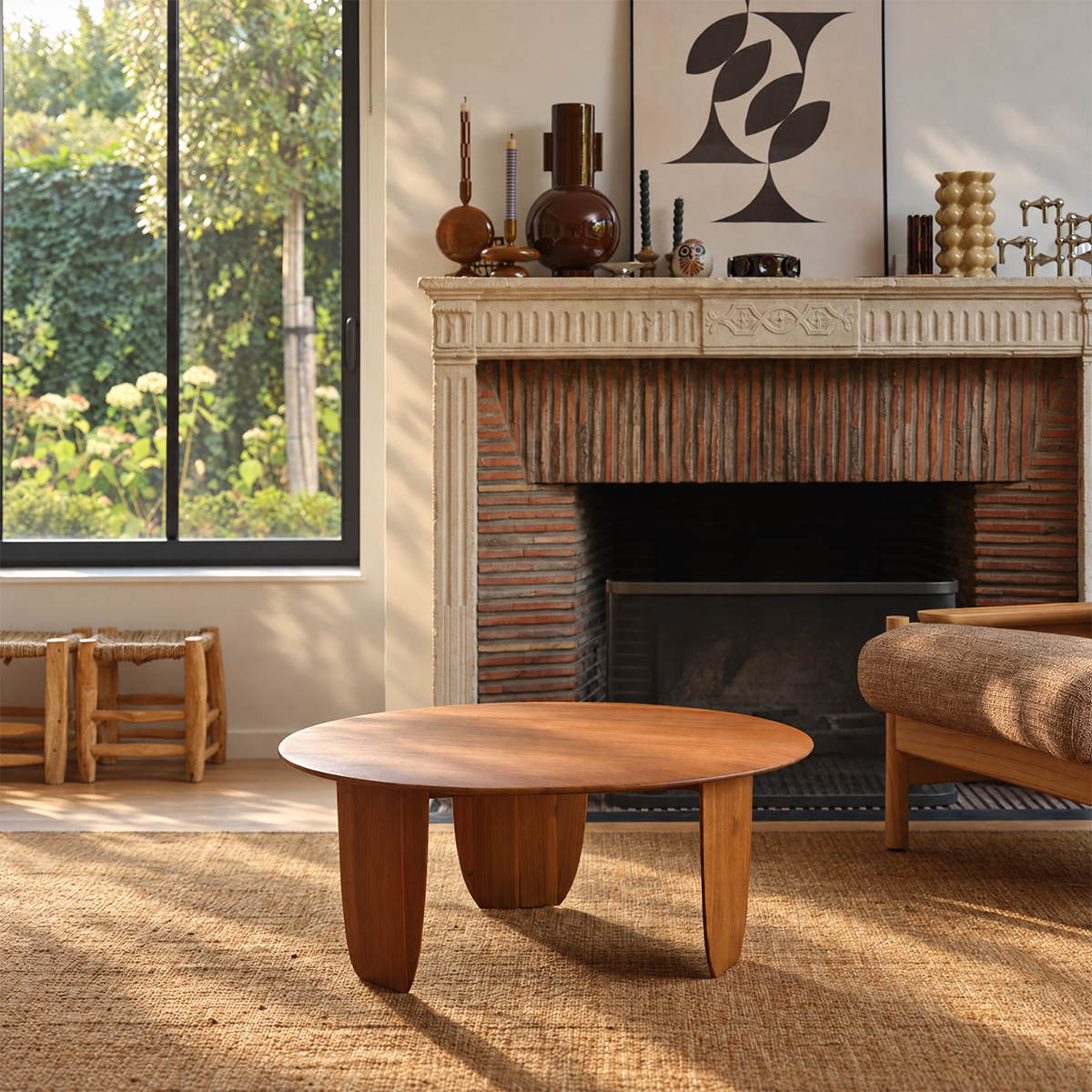 JEANNE - Table basse ronde en teck massif Ø 85 cm