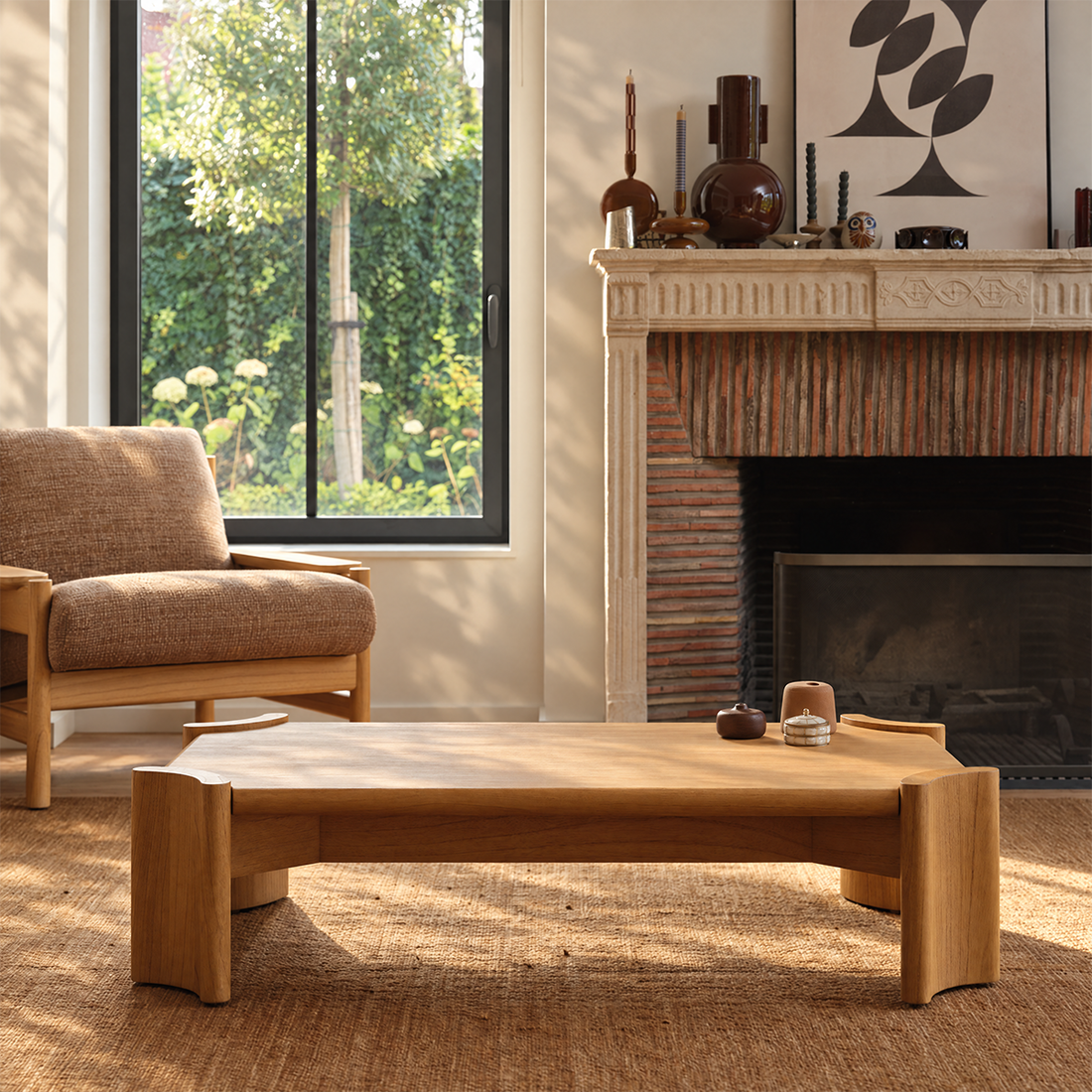 ALVAR - Table basse en mindi naturel 120 cm