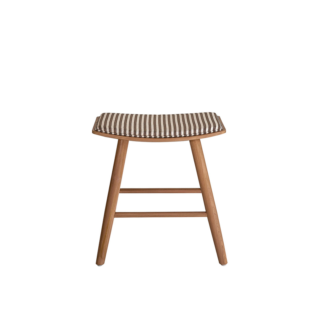 AMBRE - Tabouret de bar en teck massif et assise à rayures 45 cm